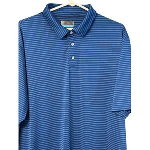 PGA Tour Mens XL Polo Shirt Blue Black Striped Golf Athletic Casual